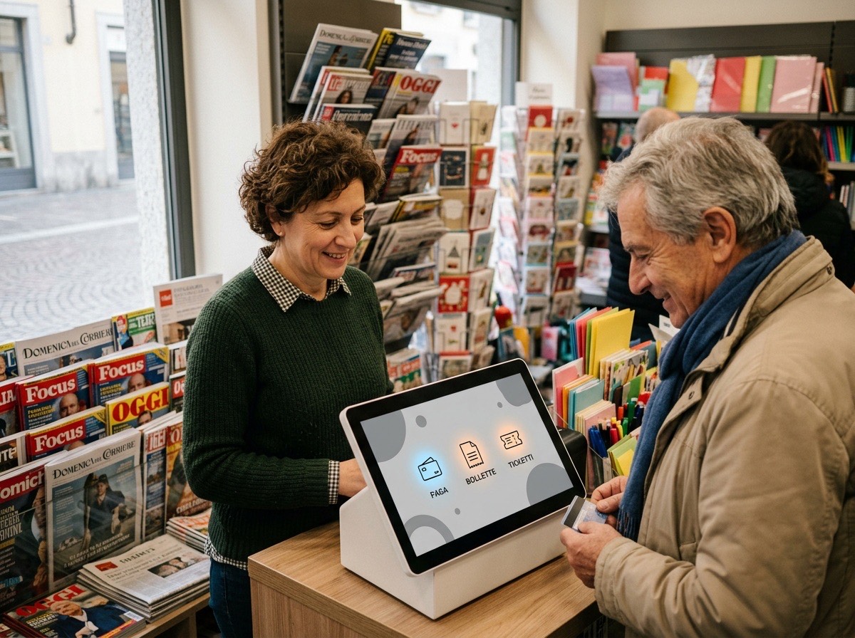 Edicola moderna evoluta in centro servizi Sagres Engage